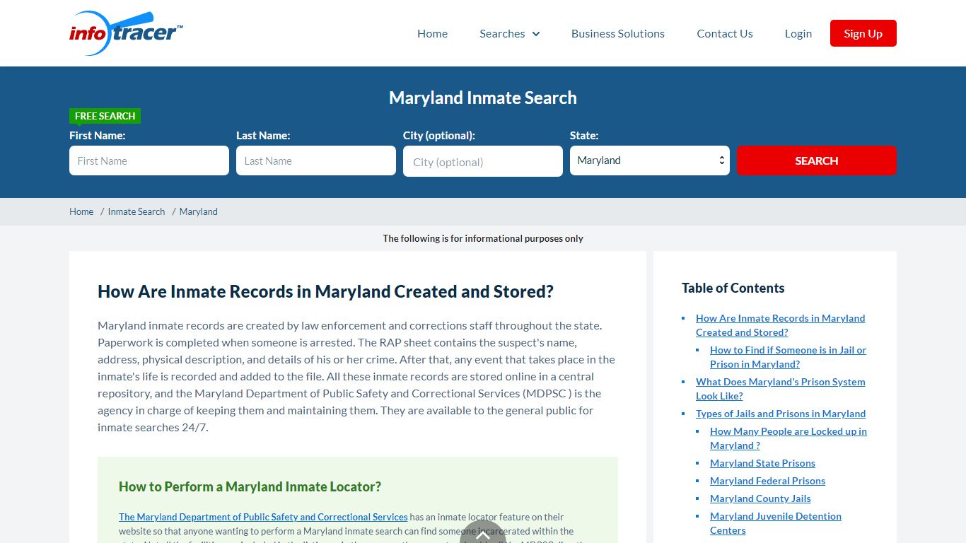 Maryland Inmate Search & Inmate Locator MD - InfoTracer